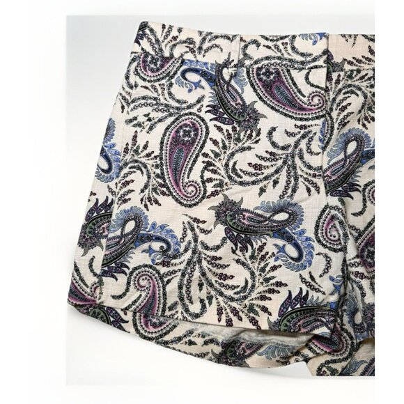 Loft Shorts Womens 6 Cream Paisley Print Summer Casual Day Out Modern Riviera - Picture 2 of 5